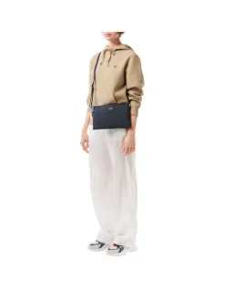 Sac à bandoulière rectangulaire marine avec crocodile vert brodé à l'avant