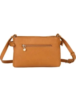 Sac à bandoulière réglable camel avec fermetures à glissières