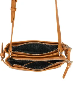 Sac à bandoulière réglable camel avec fermetures à glissières