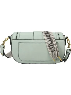 Sac à bandoulière vert d'eau uni avec un anneau et logo de la marque