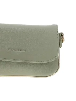 Sac à bandoulière vert et doré uni en simili cuir avec logo embossé