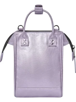 Sac à bandoulière violet uni avec une petite pochette sur le devant