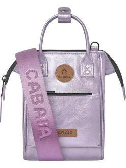 Sac à bandoulière violet uni avec une petite pochette sur le devant