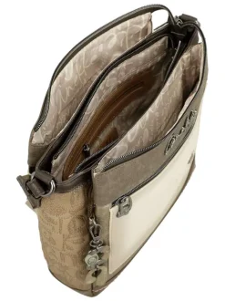 Sac beige avec des imprimés et avec une bandoulière réglable
