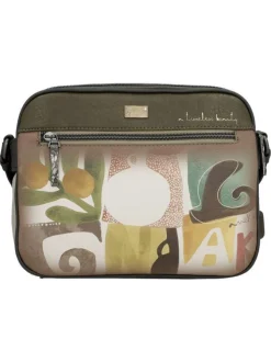 Sac beige à imprimé avec une bandoulière ajustable et 2 compartiments