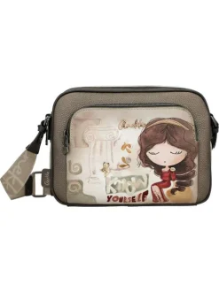 Sac beige à imprimé avec une bandoulière ajustable et 2 compartiments