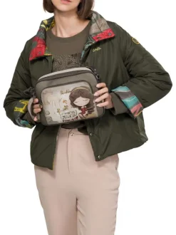 Sac beige à imprimé avec une bandoulière ajustable et 2 compartiments