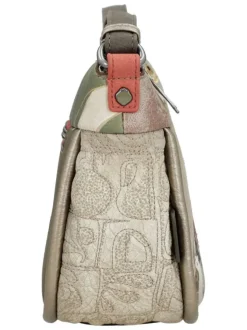 Sac beige à imprimé avec une bandoulière ajustable et un zip