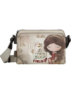 Sac beige à imprimé avec une bandoulière réglable et 2 compartiments
