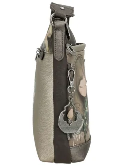 Sac beige orné de motifs exclusifs et pourvu d'une bandoulière réglable