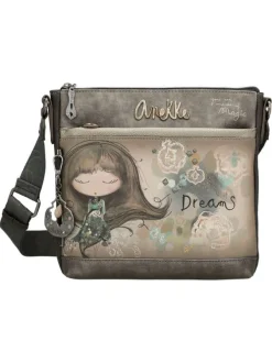 Sac beige orné de motifs exclusifs et pourvu d'une bandoulière réglable