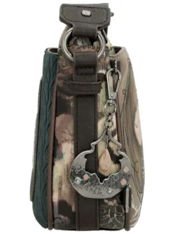 Sac beige orné de motifs exclusifs et pourvu d'une bandoulière réglable