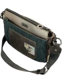 Sac beige orné de motifs exclusifs et pourvu d'une bandoulière réglable