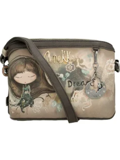 Sac beige orné de motifs exclusifs et pourvu d'une bandoulière réglable