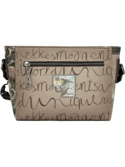 Sac beige orné de motifs exclusifs et pourvu d'une bandoulière réglable