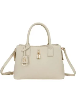Sac beige uni avec bandoulière amovible et détails dorés