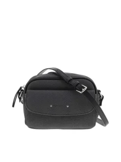 Sac besace/bandoulière noir uni avec une poche à fermeture rabat sur l'avant