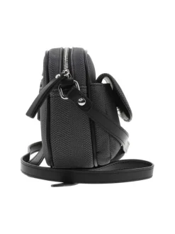 Sac besace/bandoulière noir uni avec une poche à fermeture rabat sur l'avant
