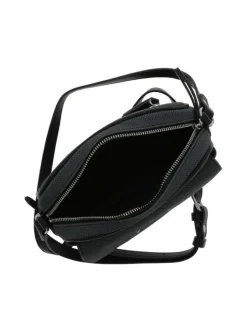 Sac besace/bandoulière noir uni avec une poche à fermeture rabat sur l'avant