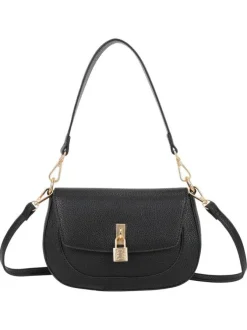 Sac besace noir uni avec anse et bandoulière amovibles