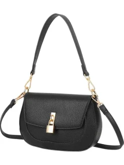 Sac besace noir uni avec anse et bandoulière amovibles