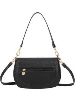 Sac besace noir uni avec anse et bandoulière amovibles