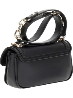 Sac besace noir uni à bandoulière avec une fermeture à rabat et pression