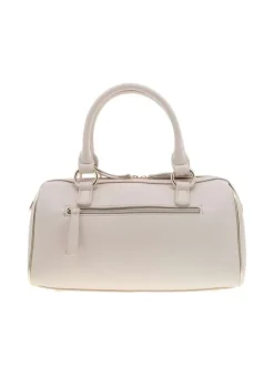 Sac bowling beige uni avec des anses et un logo embossé à l’avant
