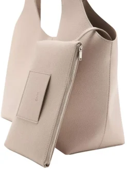Sac cabas écru uni avec 2 bandoulières et une fermeture magnétique