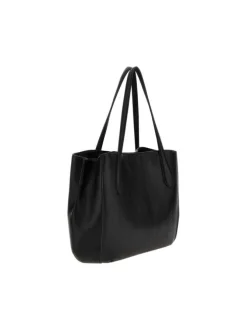 Sac cabas noir uni souple avec zip dorés cousus verticalement à l'avant