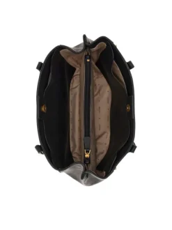 Sac cabas noir uni souple avec zip dorés cousus verticalement à l'avant