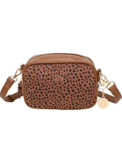 Sac camel fantaisie à motif léopard avec fermeture à glissière