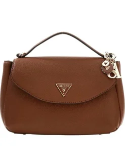 Sac cognac à bandoulière amovible et réglable pourvu du logo de la marque