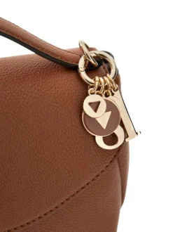 Sac cognac à bandoulière amovible et réglable pourvu du logo de la marque