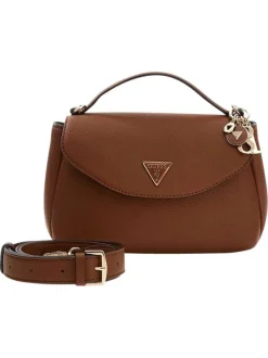 Sac cognac à bandoulière amovible et réglable pourvu du logo de la marque