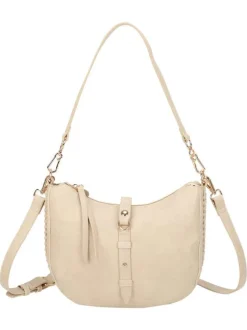 Sac écru forme banane à bandoulière amovible avec fermeture à glissière