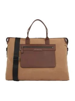 Sac de voyage camel uni avec 2 anses pour porter à la main et 1 épaule