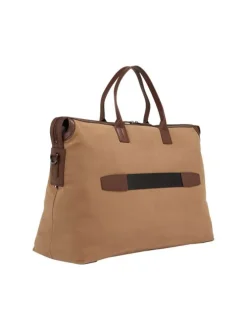 Sac de voyage camel uni avec 2 anses pour porter à la main et 1 épaule