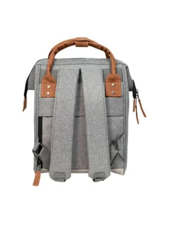 Sac à dos gris clair uni avec une fermeture zippée et des poches interchangeables
