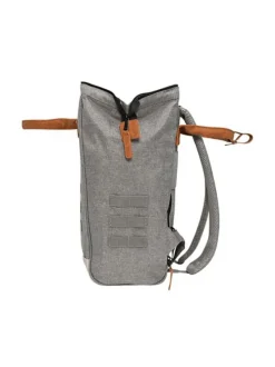 Sac à dos gris clair uni zippé avec pochettes interchangeables