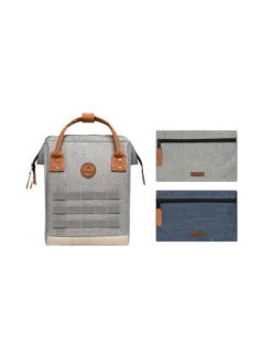 Sac à dos gris clair uni zippé avec pochettes interchangeables