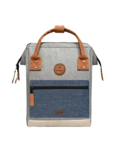 Sac à dos gris clair uni zippé avec pochettes interchangeables