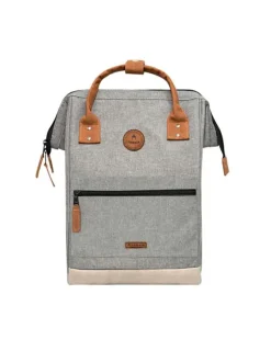 Sac à dos gris clair uni zippé avec pochettes interchangeables