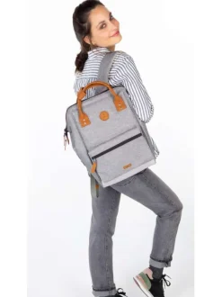Sac à dos gris clair uni zippé avec pochettes interchangeables
