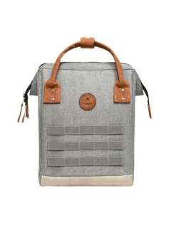 Sac à dos gris clair uni zippé avec pochettes interchangeables