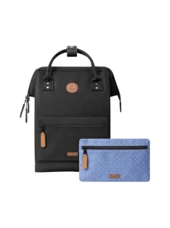 Sac à dos noir uni avec fermeture zippée et poches interchangeables
