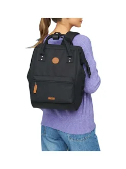 Sac à dos noir uni avec fermeture zippée et poches interchangeables
