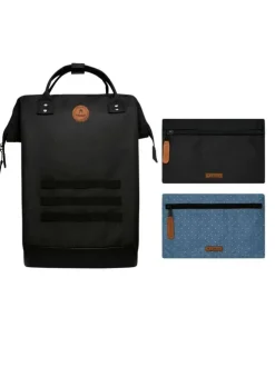 Sac à dos noir uni zippé avec pochettes interchangeables