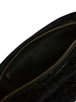 Sac en coton noir avec bandoulière amovible et incrustation de fils lurex