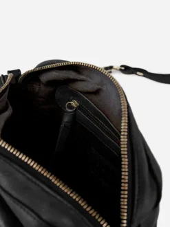Sac femme noir à bandoulière en chaîne et à compartiment zippé et à rabat
